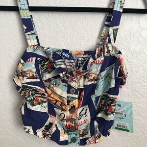 Crop top button and tie front